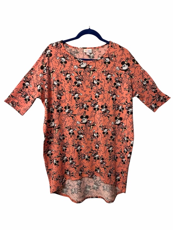 LuLaRoe Tops - LuLaRoe Irma Small Disney Minnie Mouse Top Peach Orange with polka dots